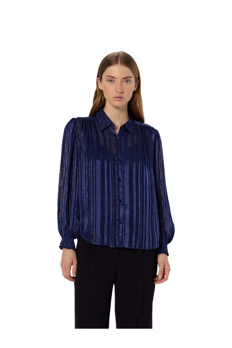 Annick Sheer Lurex Stripe Blouse, Main, color, Ink