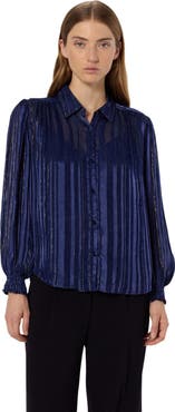 GERARD DAREL Annick Sheer Lurex Stripe Blouse