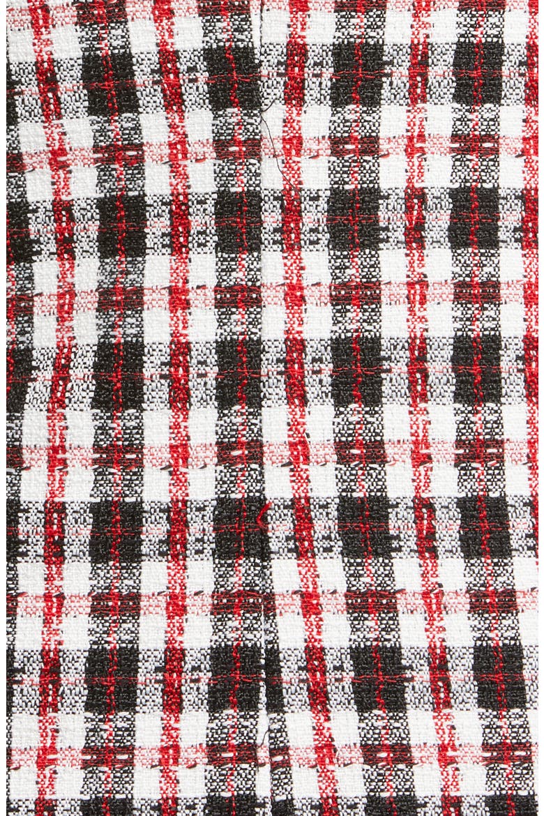 Plaid Notch Lapel Tweed Blazer, Alternate, color, IVORY BLACK RED