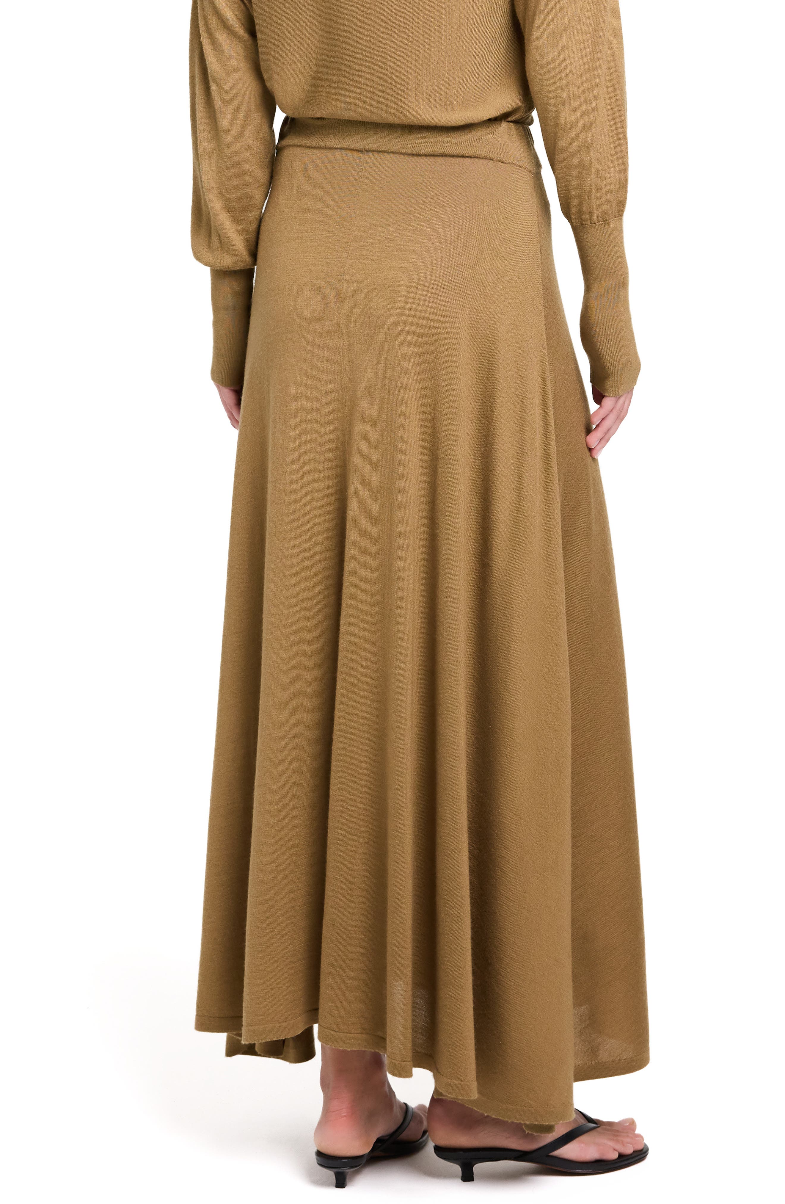 Wool & Silk Handkerchief Hem Knit Maxi Skirt - image 2