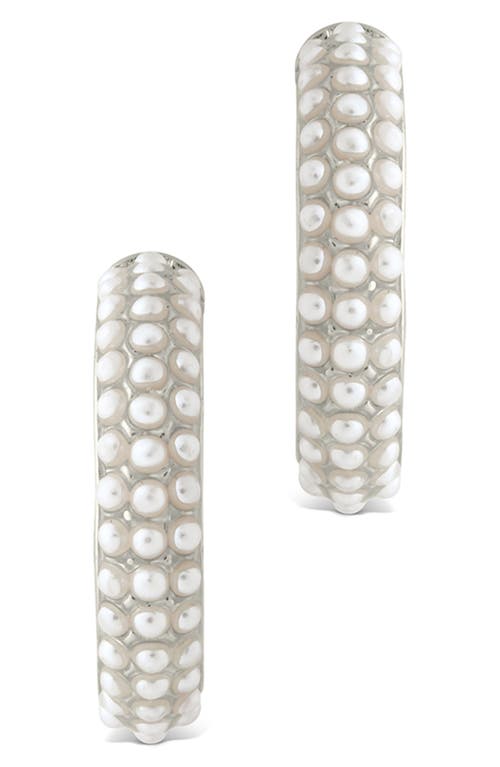Sterling Forever Quinley Faux Pearl Hoop Earrings In Silver
