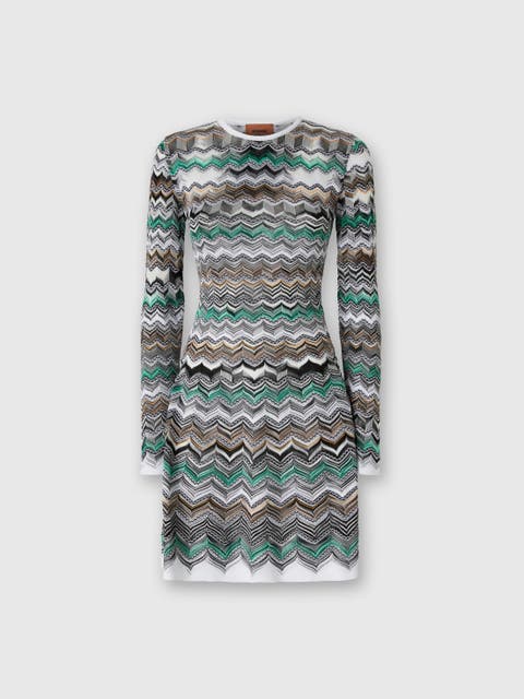 Mini Dress In English Rib Knit With Flame Pattern