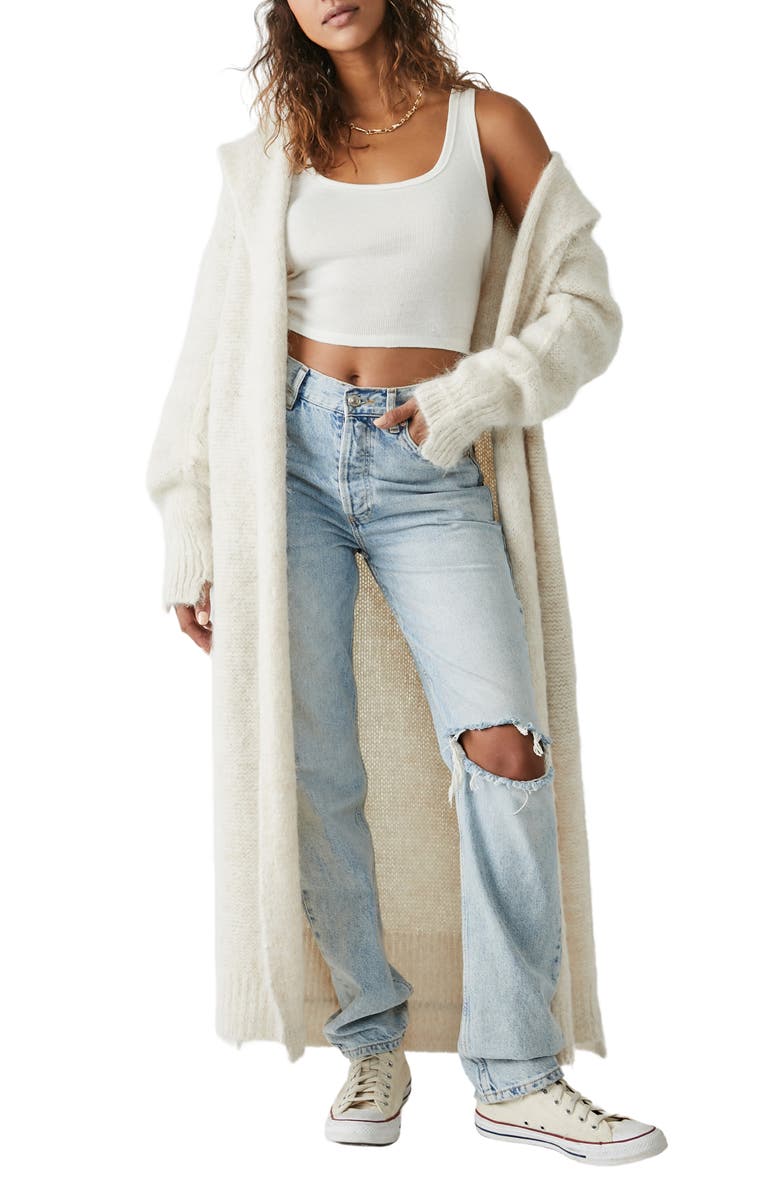 Free People Florence Longline Hooded Alpaca Blend Cardigan, Main, color,