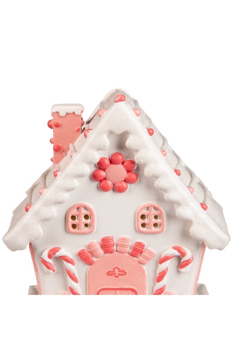 Northlight Lighted Glitter Frosted Floral Candy Cane House Christmas Decoration - 5", Alternate, color,