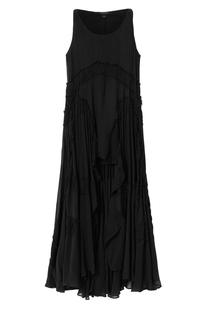 Dorina Ruffle High-Low Dress, Alternate, color, BLACK