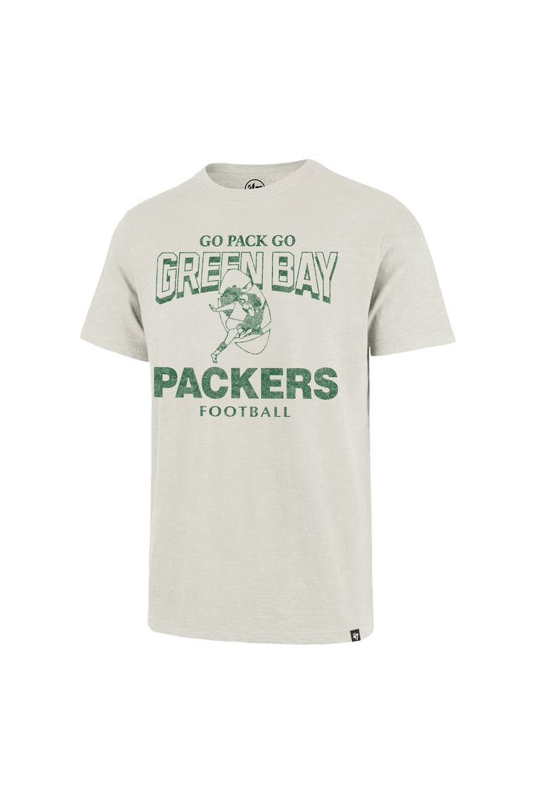 Men's '47  Natural Green Bay Packers Head On Scrum Slub T-Shirt, Alternate, color, Natural