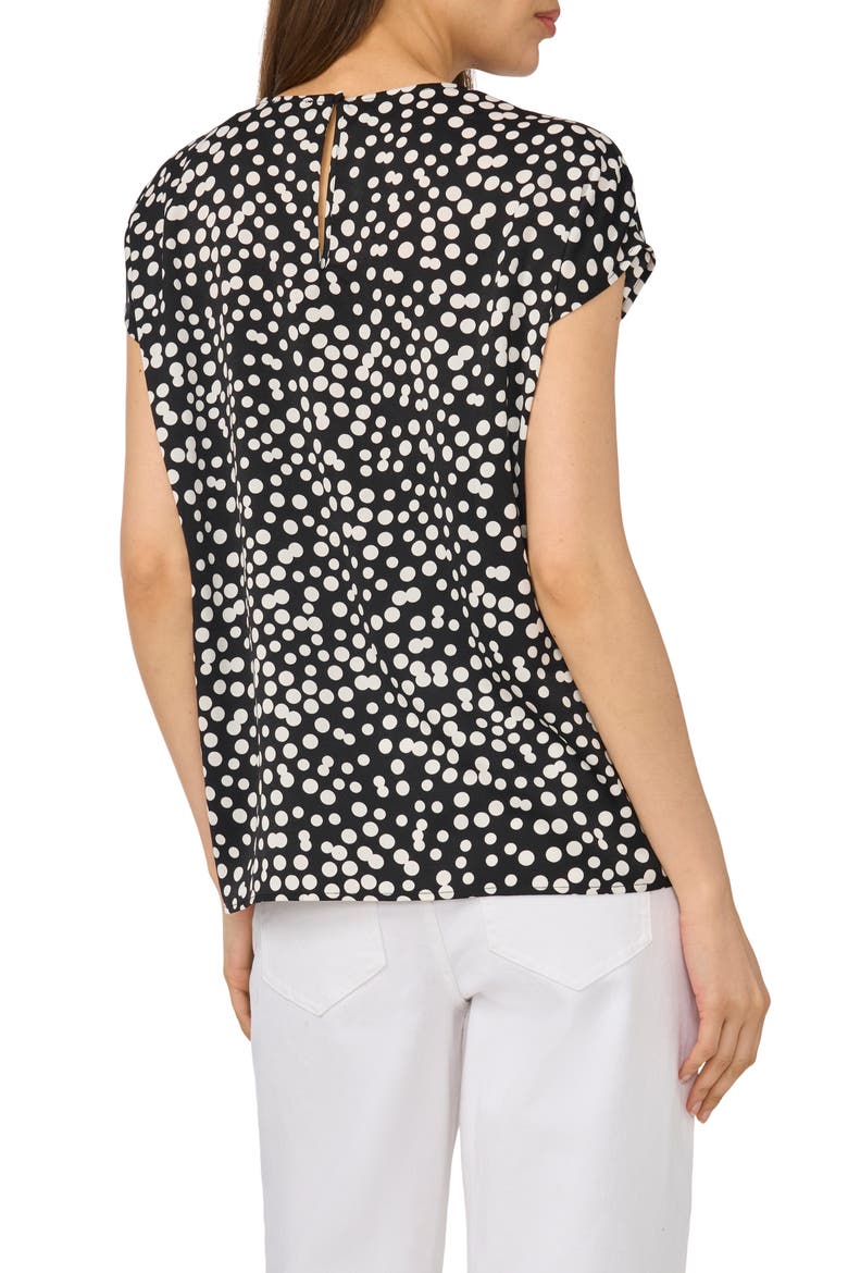 Polka Dot Crepe Top, Alternate, color, RICH BLACK