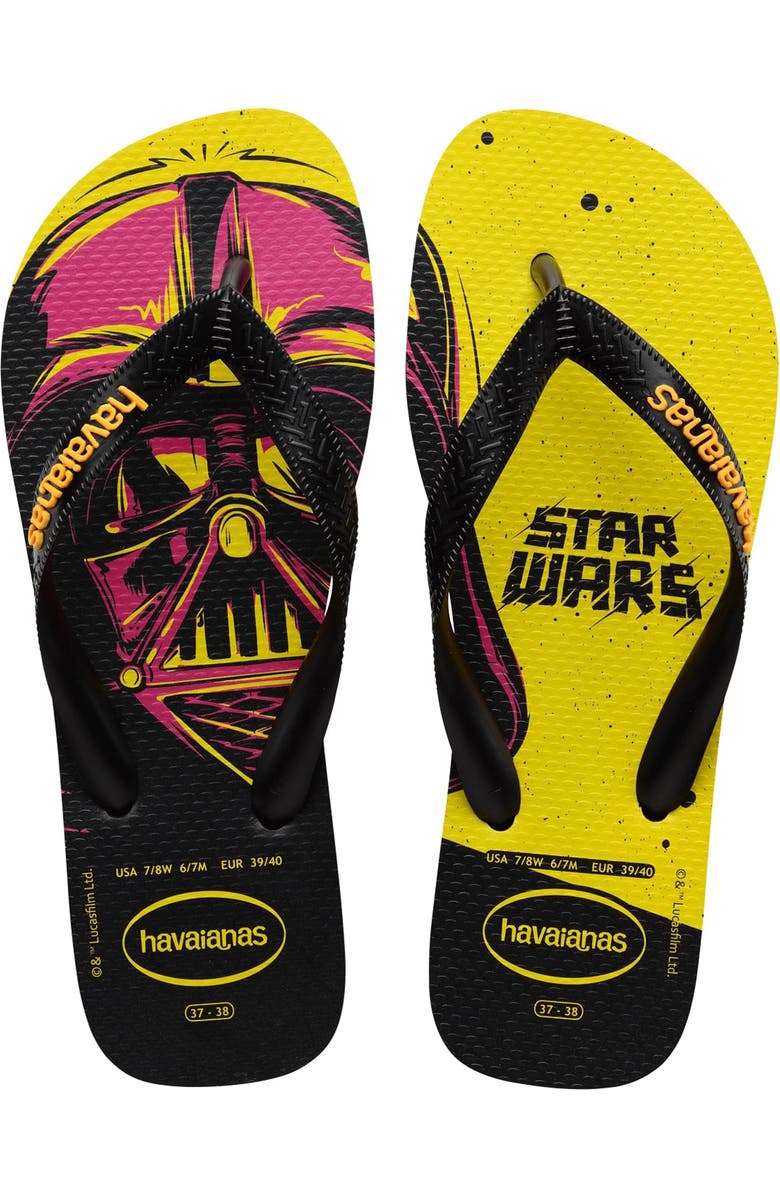 Havaianas 'Star Wars<sup>™</sup>' Flip Flop, Main, color, Black/ Pop Yellow