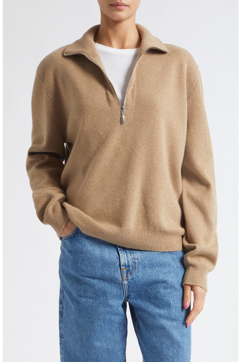 Mouliné Half Zip Pullover Sweater, Main, color, CAMEL