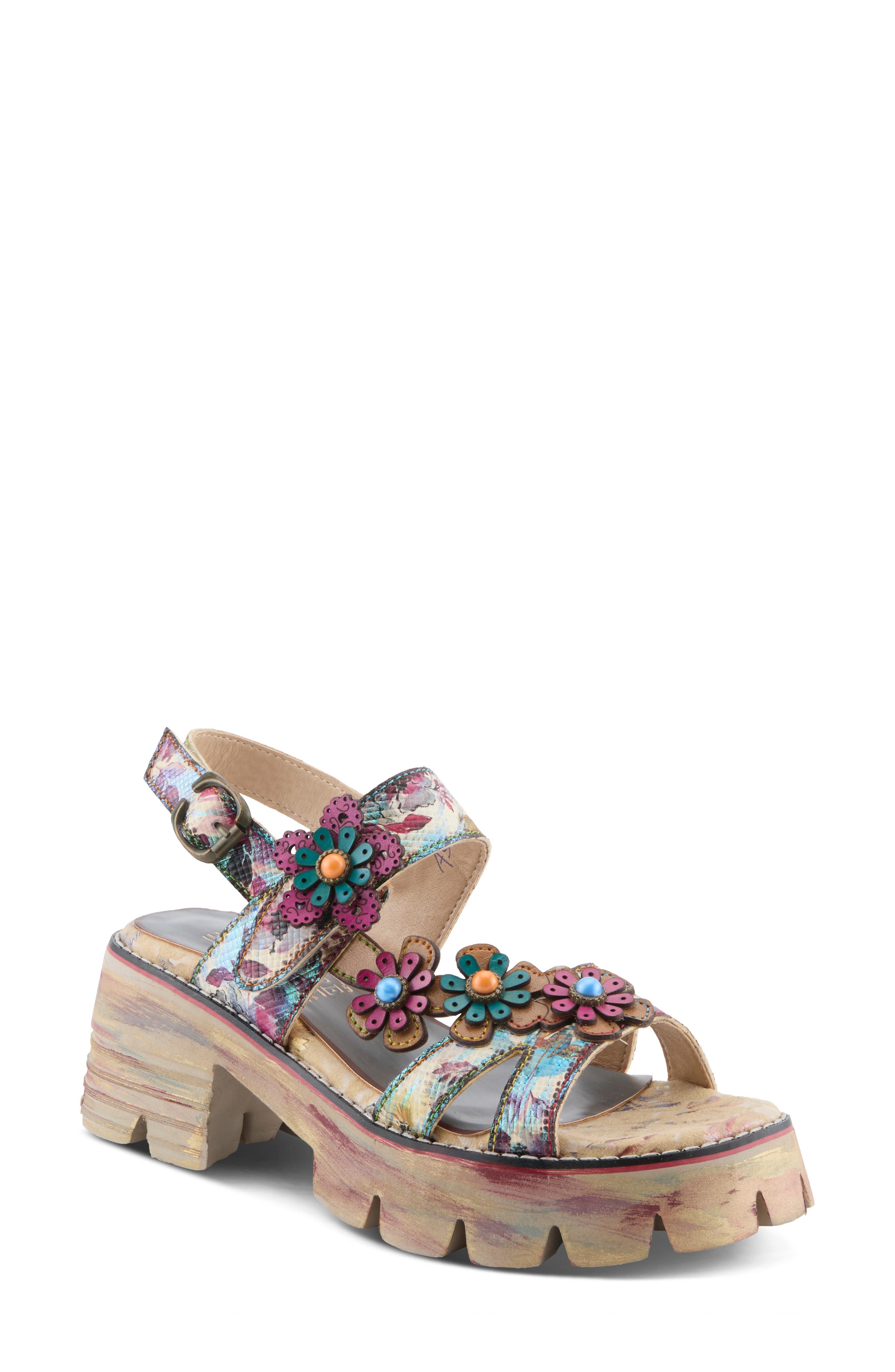 L'Artiste by Spring Step Macha Lug Sole Sandal, Main, color, Plum Multi