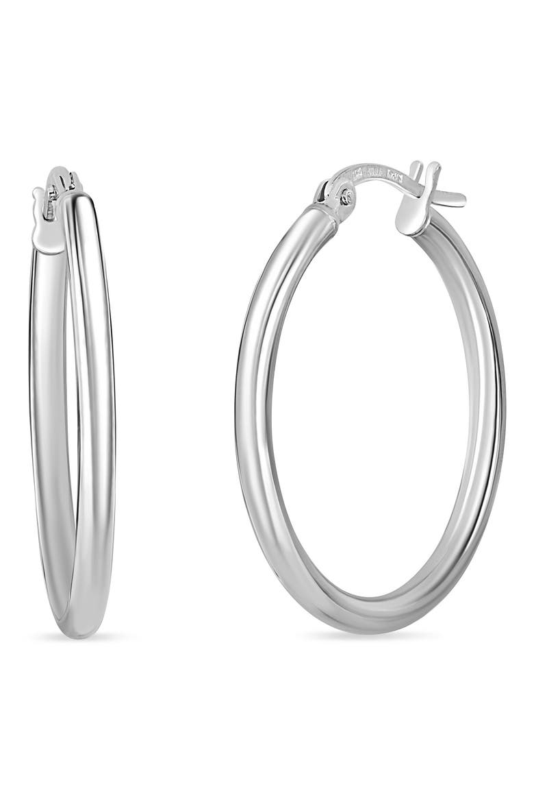 14K Gold Hoop Earrings (Online Trunk Show), Main, color, 14KW