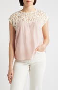 Wit & Wisdom Lace Yoke Satin Top