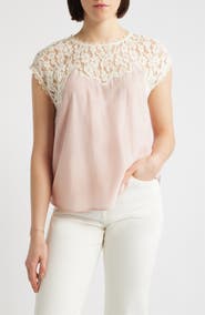 Wit & Wisdom Lace Yoke Satin Top