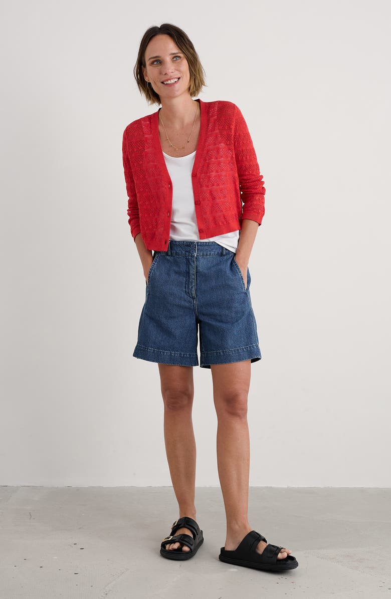 Seasalt Cornwall Sweet Day Pointelle Organic Cotton Cardigan, Alternate, color, Knit Melange Sunstone