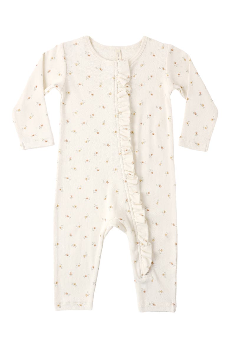 Petit Fleur Long Sleeve Organic Cotton Jumpsuit, Alternate, color, IVORY