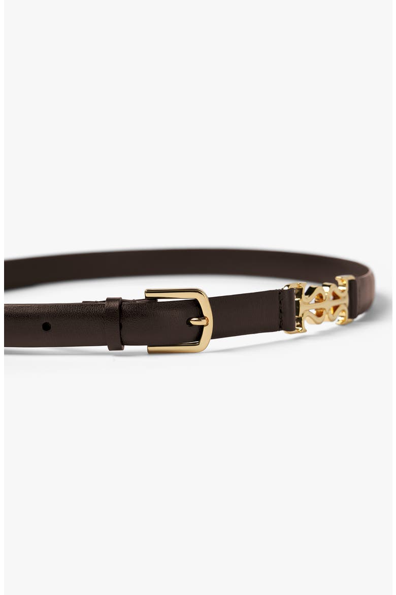 Women's LS Clasp Leather Skinny Belt, Alternate, color, Dark Brown
