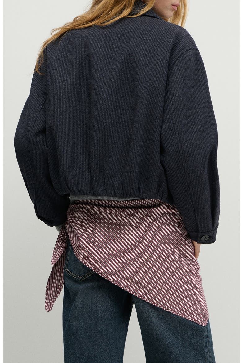Striped Cloth Coat, Alternate, color, NAVY