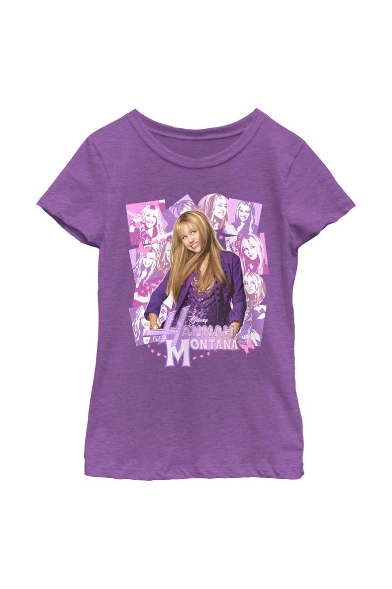 Girl's Hannah Montana Teen Star Collage  Graphic T-Shirt, Main, color, Purple Berry