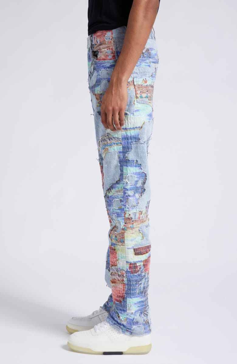 AMIRI Aloha Print Boro Straight Leg Jeans, Alternate, color, 