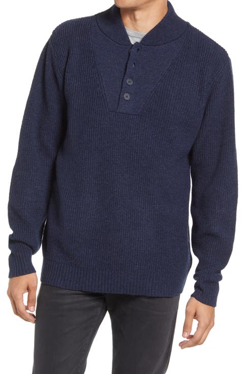 Wool Blend Military Henley Sweater