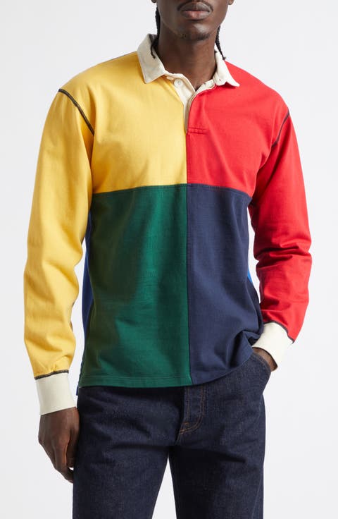 Colorblock Long Sleeve Rugby Polo