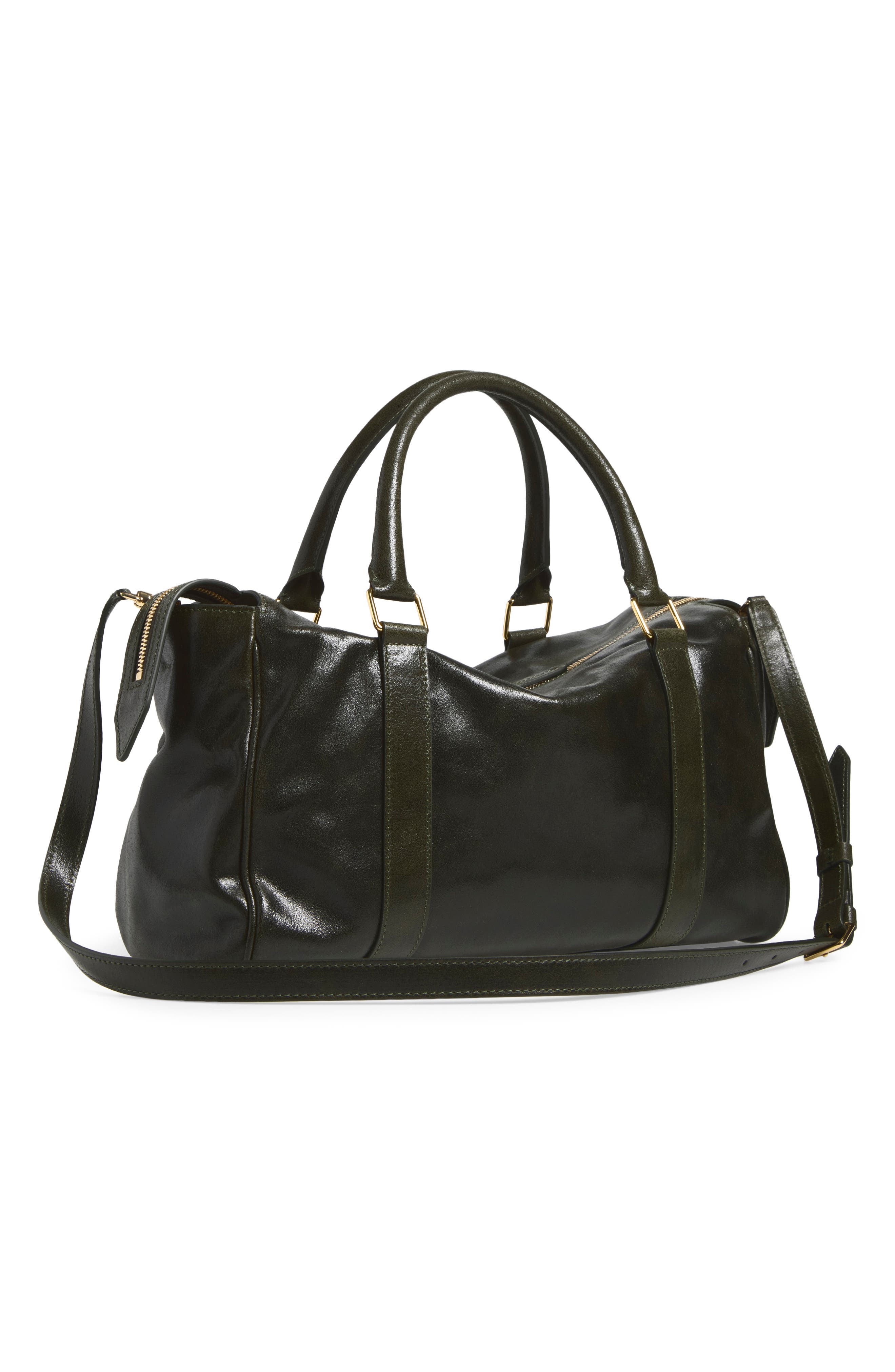 Onda Leather Satchel, Alternate, color, SEAWEED