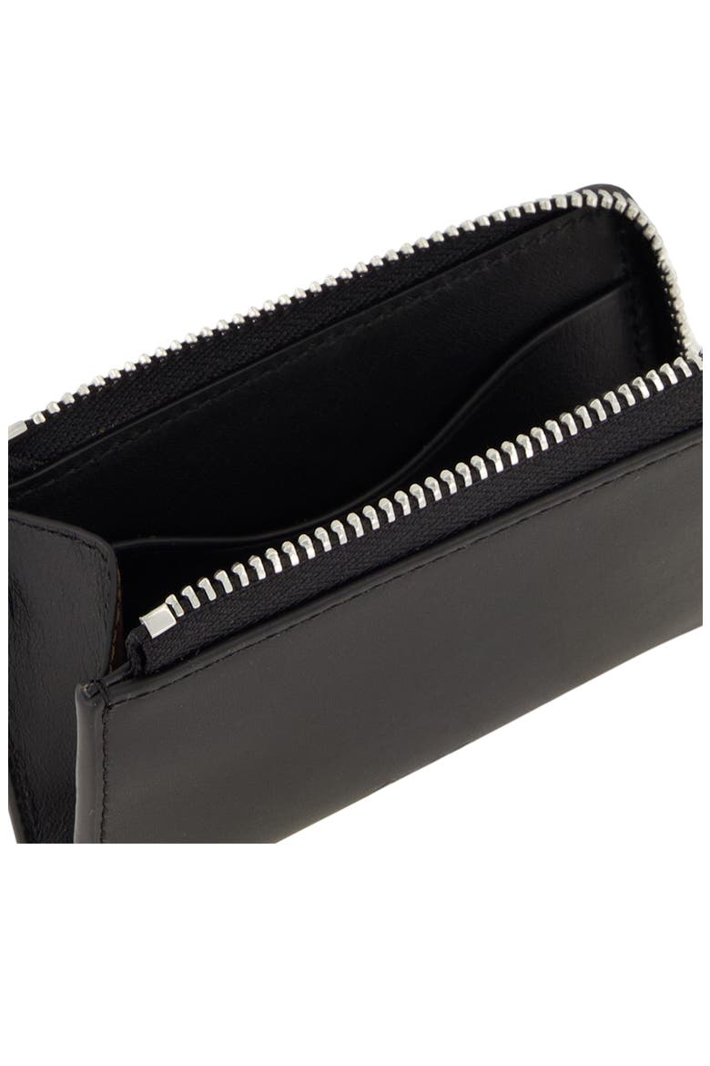 Zip Top Leather Card Case, Alternate, color, BLACK