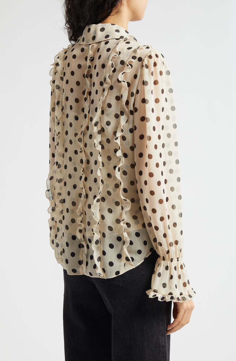 Cinq à Sept Estelle Polka Dot Button-Up Shirt, Alternate, color, Gardenia/ Black