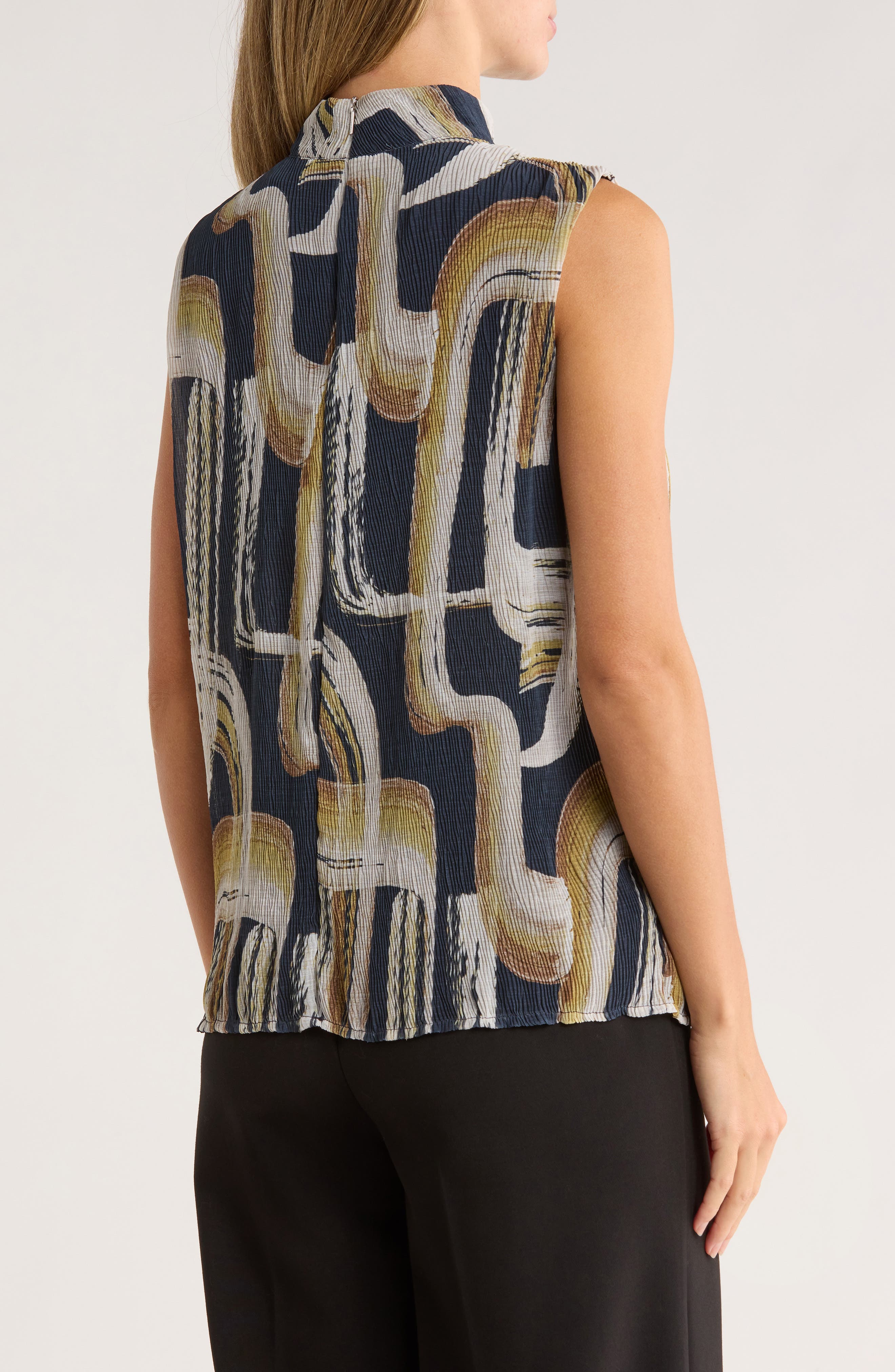 Abstract Mock Neck Micropleat Shell - image 2