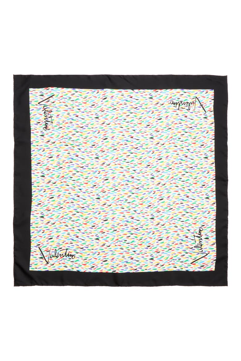 Colorful Print Silk Square Scarf, Main, color, WHITE MULTI