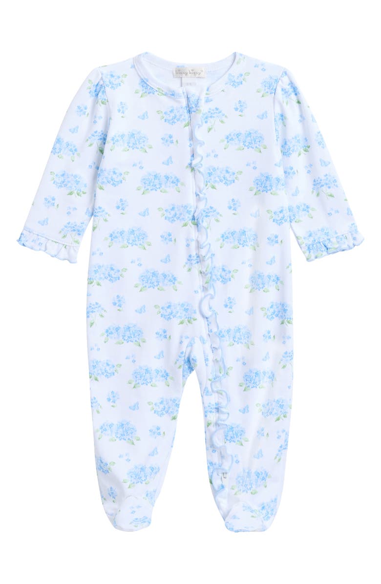 Kissy Kissy Floral Pima Cotton Zip Footie, Main, color, 