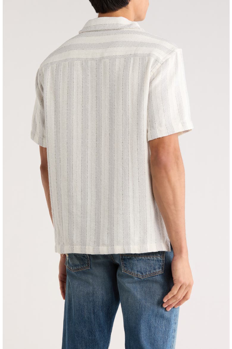 Relaxed Fit Stripe Textured Camp Shirt, Alternate, color, OFF WHITE