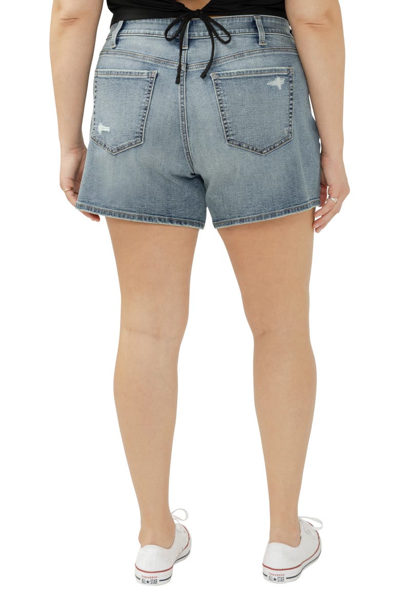 Exposed Button Mid Rise Denim Boyfriend Shorts, Alternate, color, SUMMERS BEACH