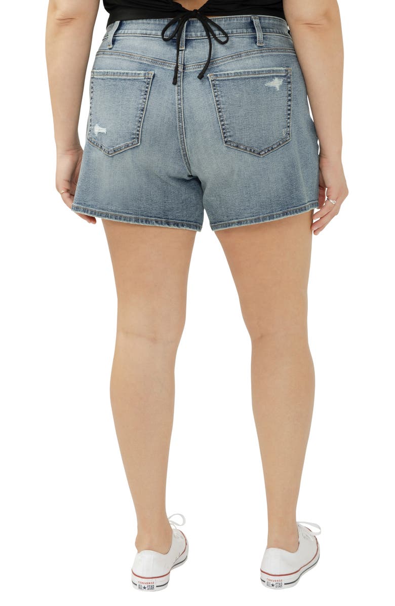 Silver Jeans Co. Exposed Button Mid Rise Denim Boyfriend Shorts, Alternate, color, 