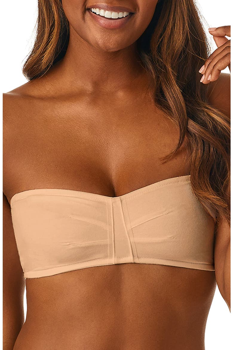 Cabana Strapless Cotton Blend Bandeau, Main, color, CHAMPAGNE