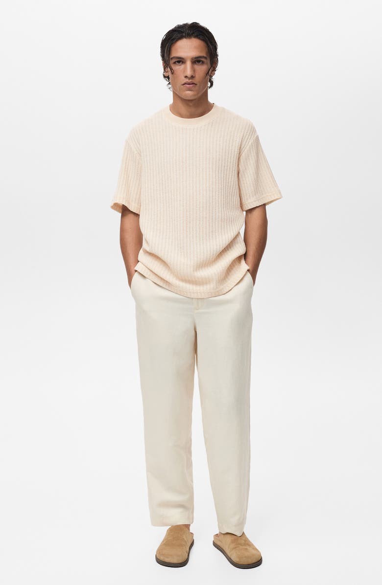 MANGO Stripe Jersey T-Shirt, Alternate, color, Ivory White