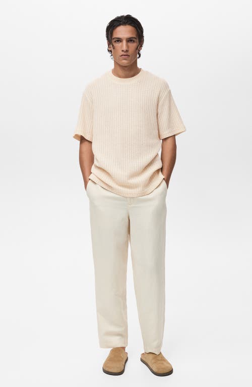 Mango Stripe Jersey T-shirt In White