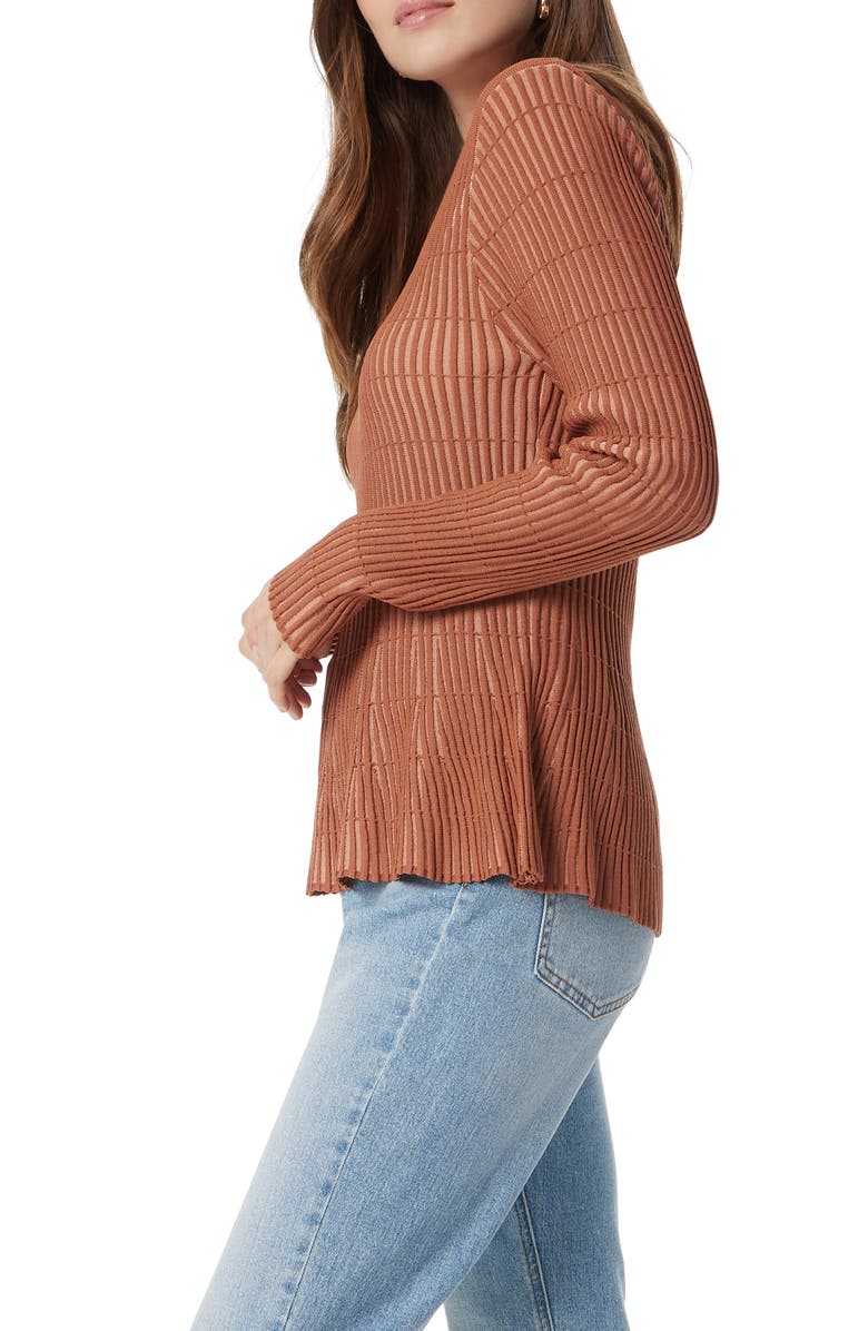 Sam Edelman Gia Crewneck Peplum Knit Top, Alternate, color, Tawny Brown