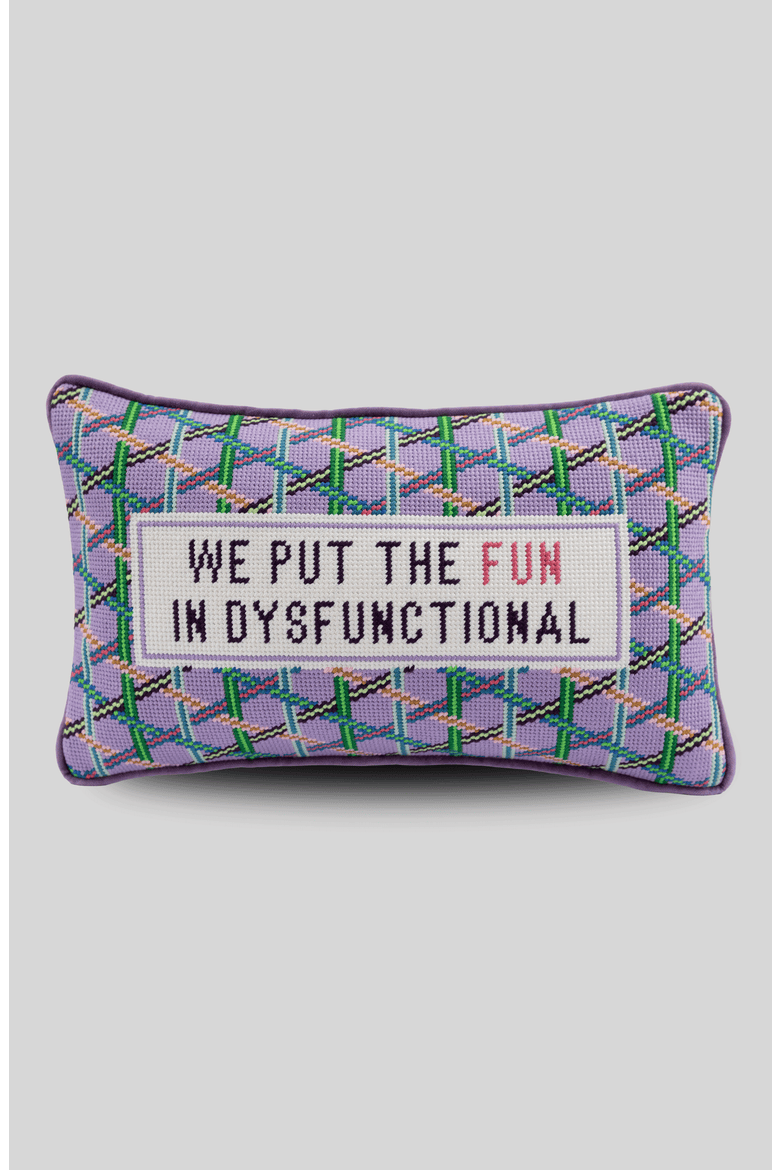 Fun in Dysfunctional Needlepoint Pillow, Main, color, Fun in Dysfunctional