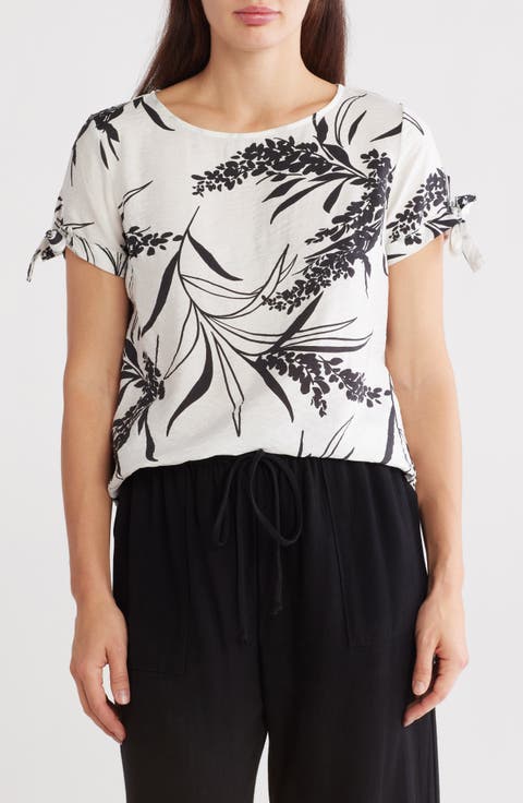 Floral Short Sleeve High-Low Top