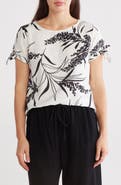 Renee C Floral Short Sleeve High-Low Top
