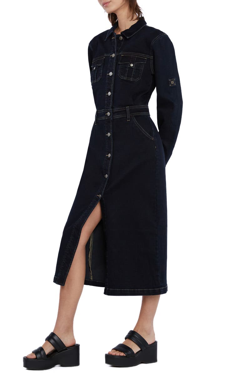 Wash Lab Denim Long Sleeve Denim Midi Shirtdress, Alternate, color, 