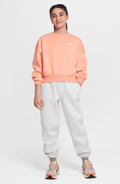 Nike Women's  Sportswear Club Fleece Girls' Boxy Crew-neck Sweatshirt In Orange