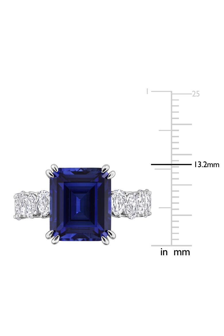 Emerald Cut Lab Created Sapphire Statement Ring, Alternate, color, BLUE
