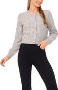 CeCe Heart Button Pointell Cardigan