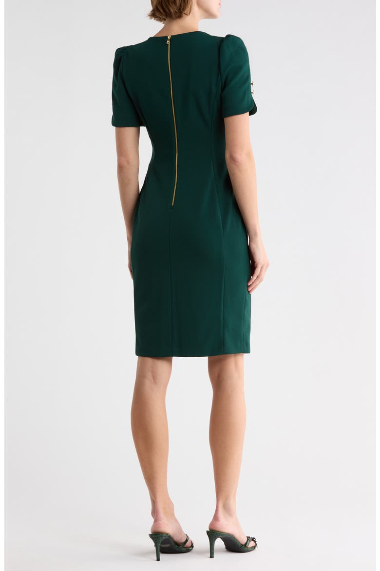 Puff Short Sleeve Sheath Dress, Alternate, color, MALACHITE