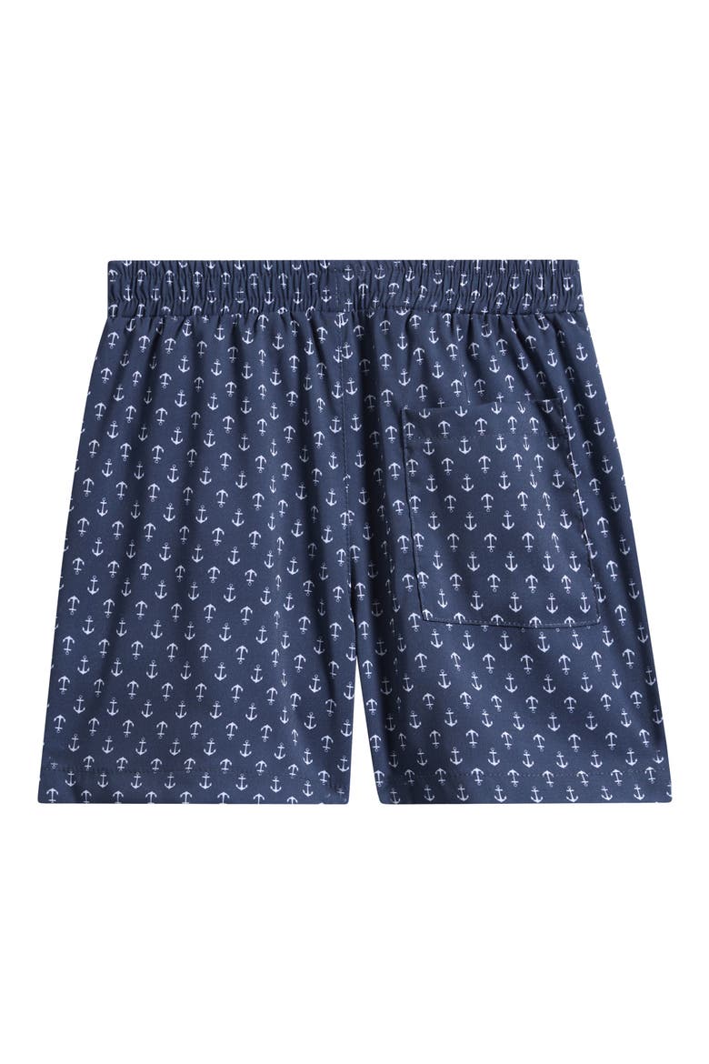Kids' Anchor Print Shorts, Alternate, color, NAVY BLUE