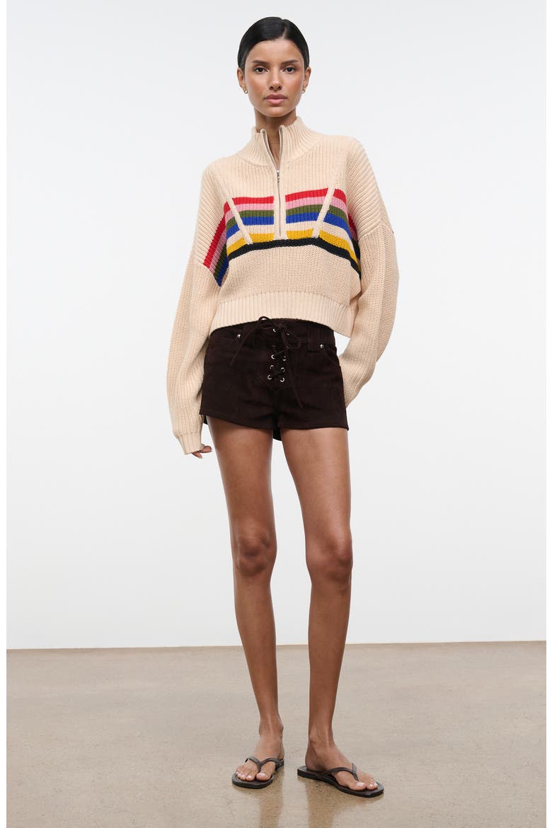 Hampton Stripe Half Zip Crop Sweater, Alternate, color, ARTIST STRIPE