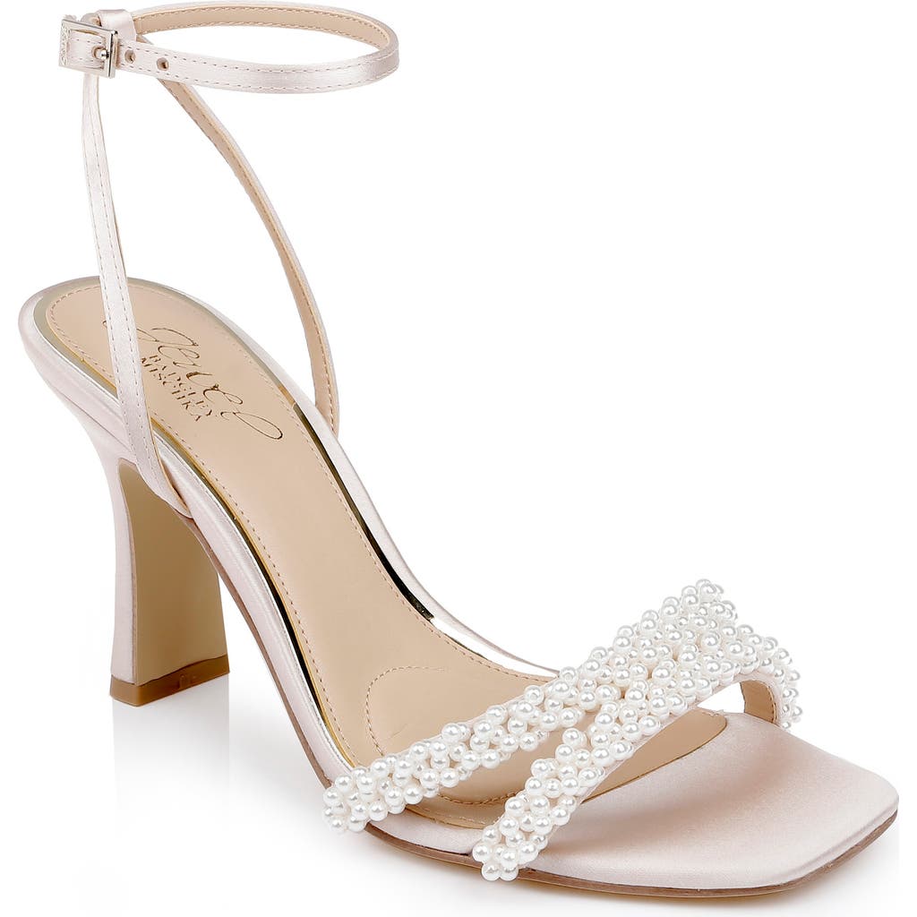 Jewel Badgley Mischka Noah Embellished Ankle Strap Sandal In Champagne Satin