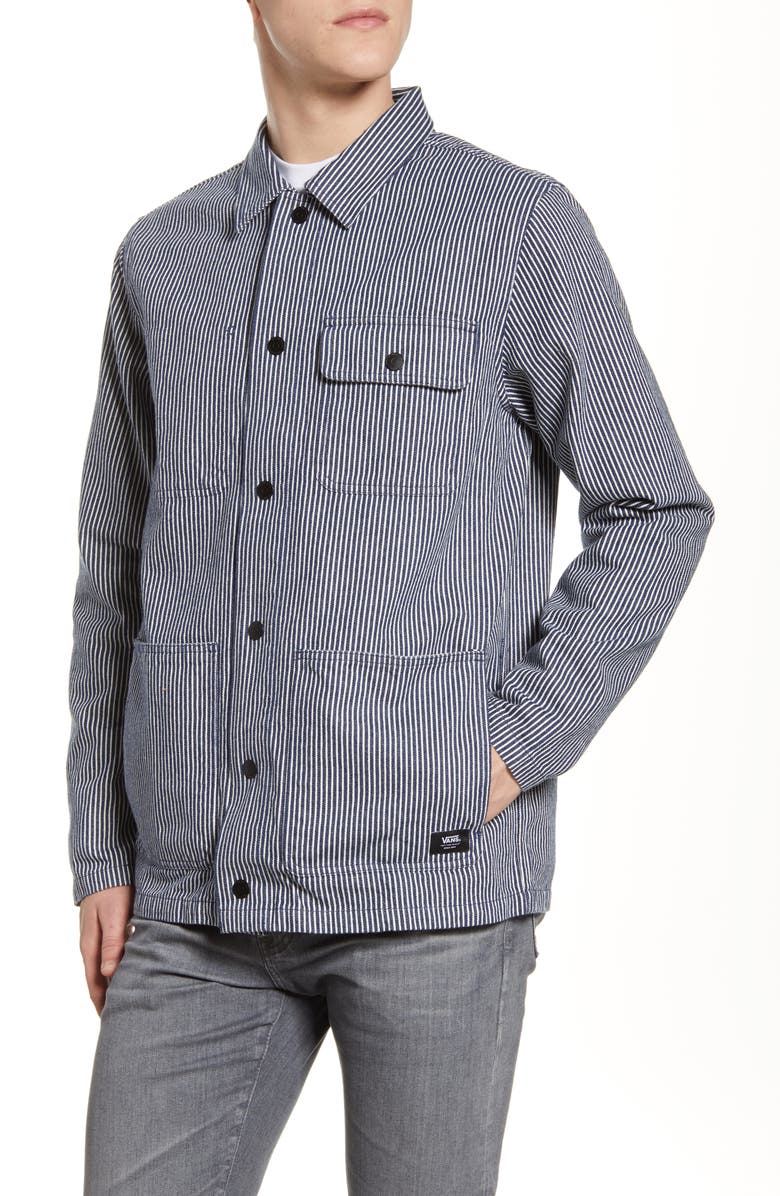 Vans Stripe Drill Denim Chore Coat, Alternate, color, 